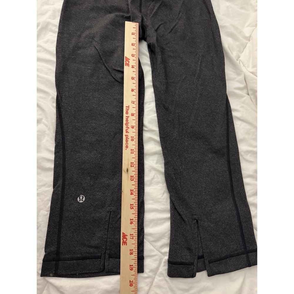 Lululemon Tadasana Slit Crop Leggings Yoga Women's Size 4 Luon Heathered Black - Picture 8 of 9